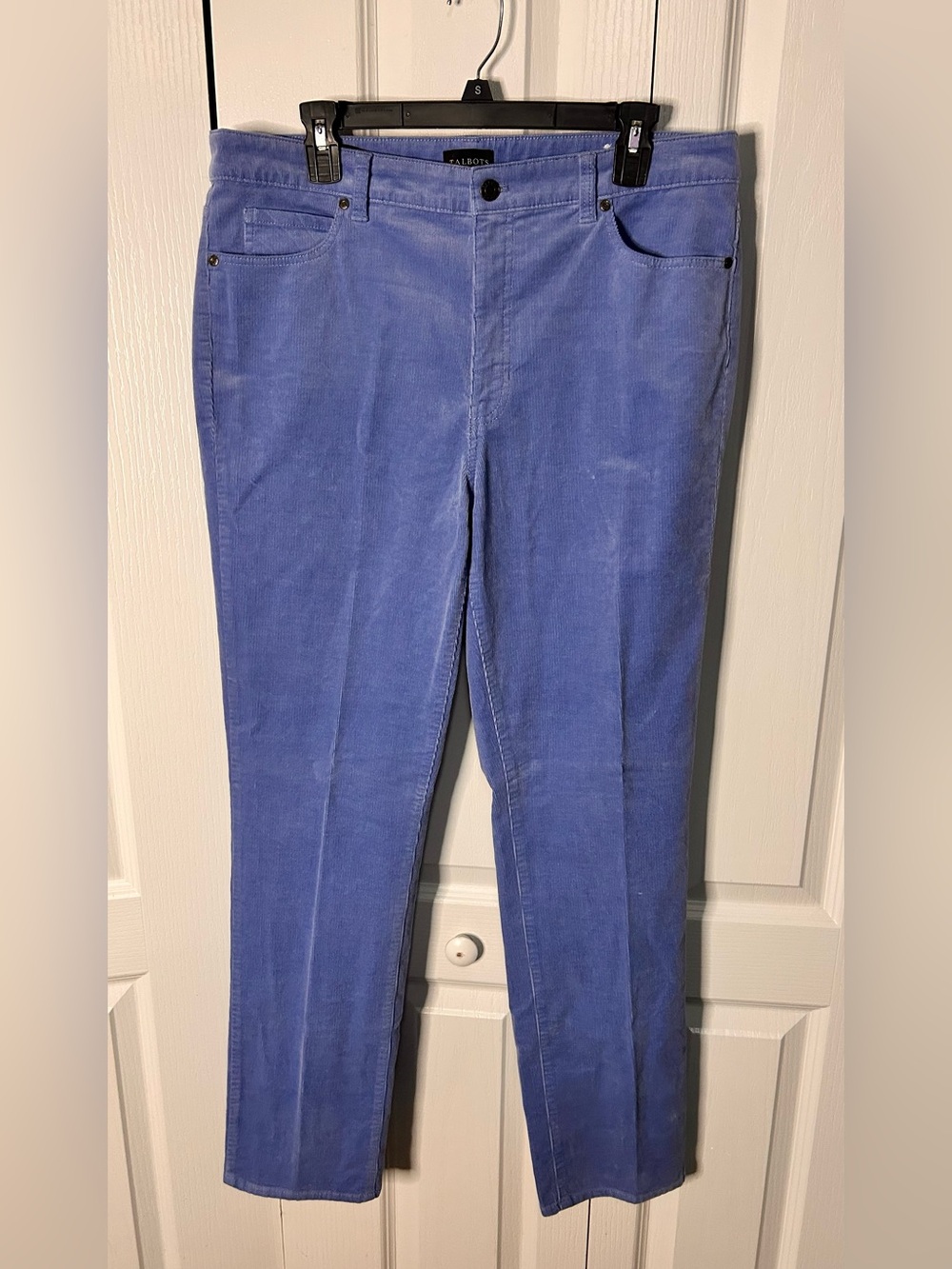 Talbots Womens Size 12 High Waist Straight Leg Corduroy Blue Pant Pockets Cotton